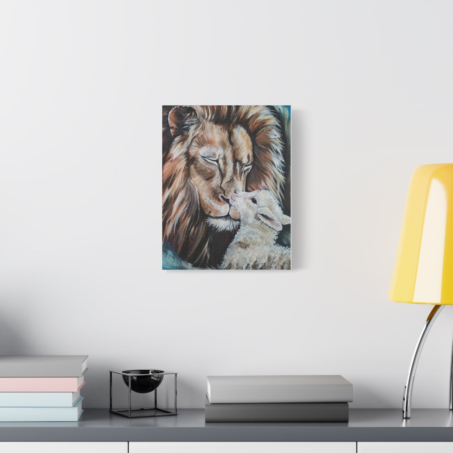 Finding Rest Lion and Lamb Canvas Art Print – Inspirational Wall Decor for Home