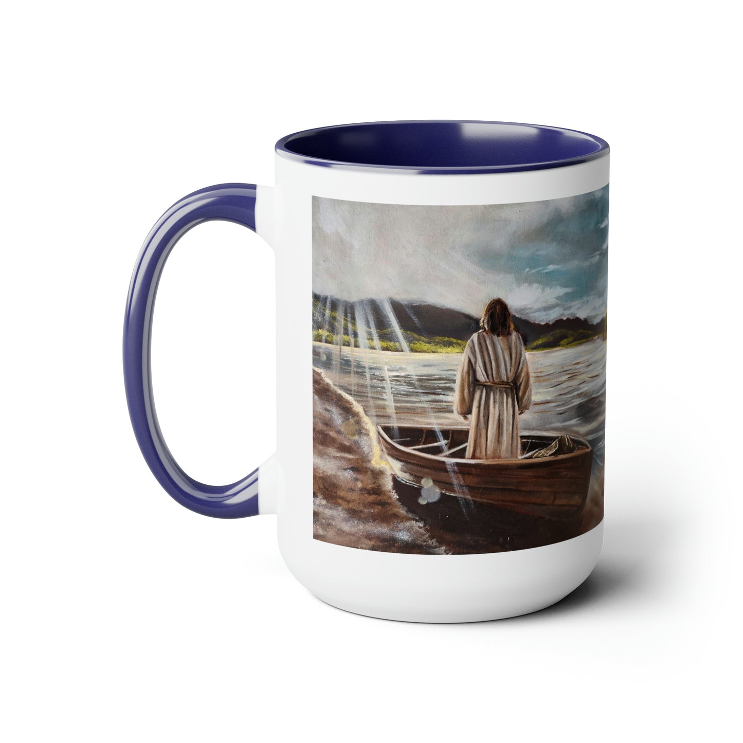 He Calms the Seas Two-Tone Coffee Mugs, 15oz