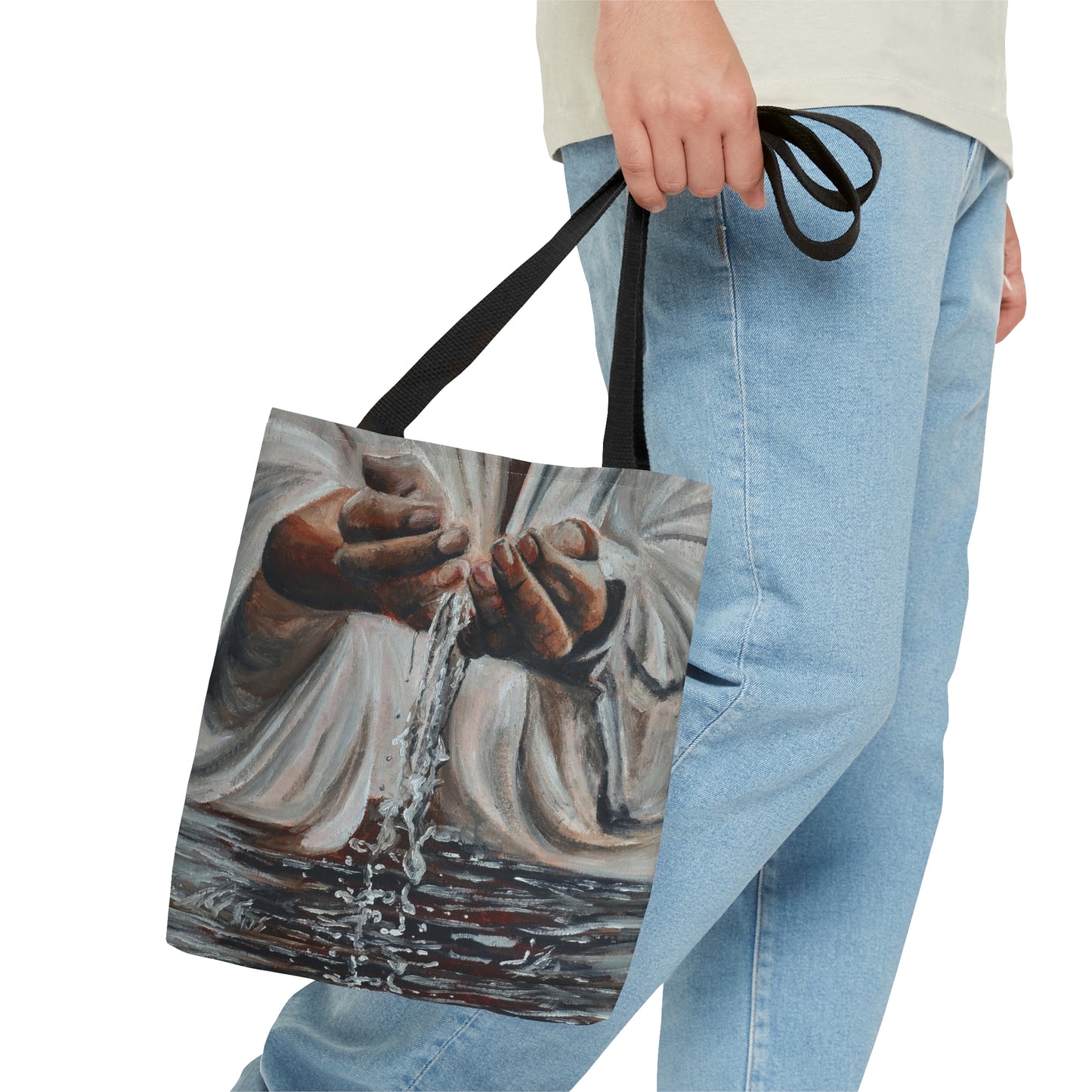 In His Hands Tote Bag (AOP)