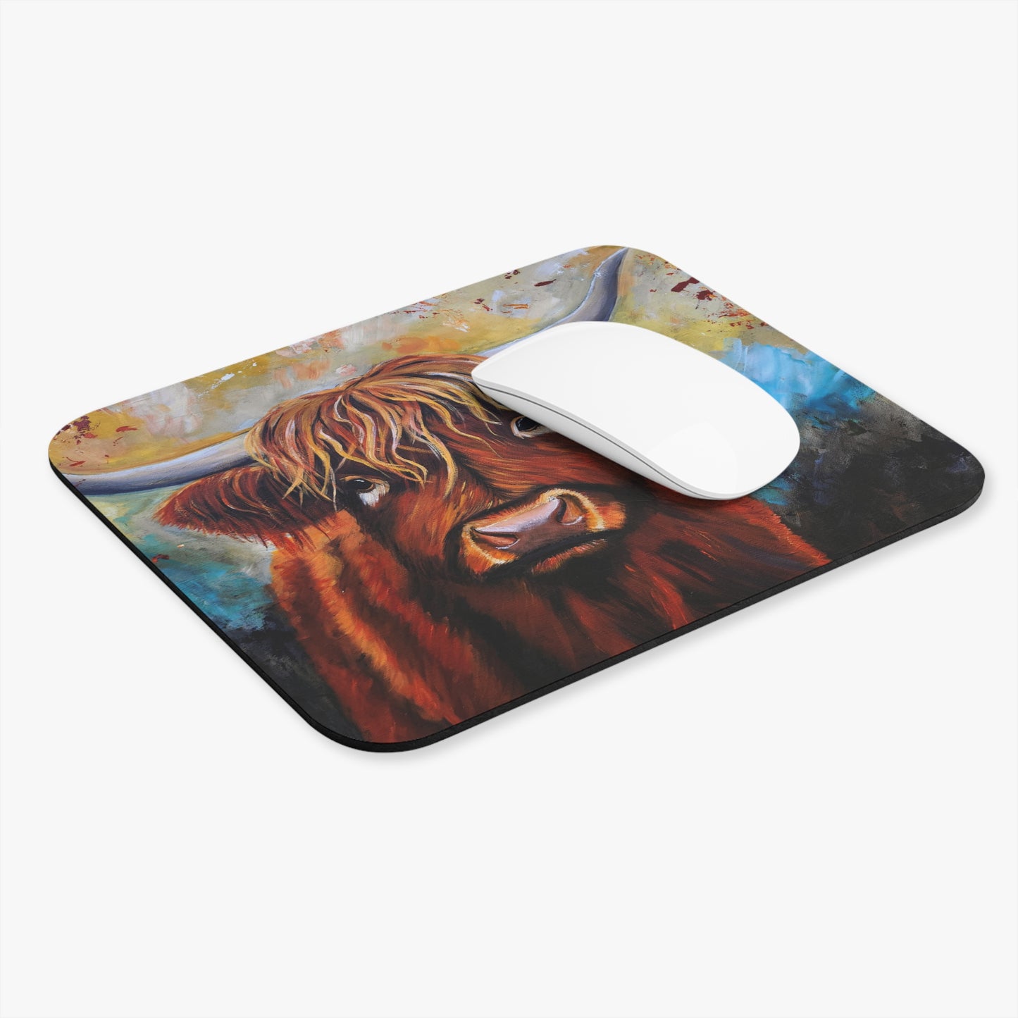 The Cattle on a Thousand Hills Mouse Pad Highland Cow Mouse Pad - Colorful Artistic Office Décor