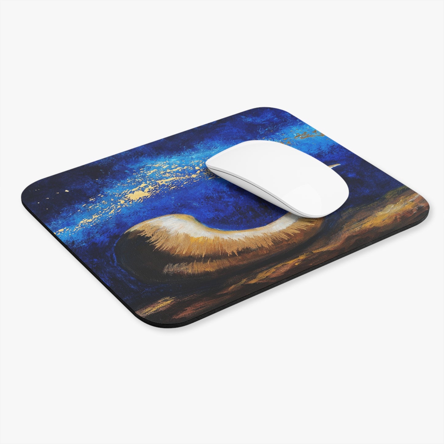 War Cry Shofar Mouse Pad - Vibrant Blue Design with Gold Accents