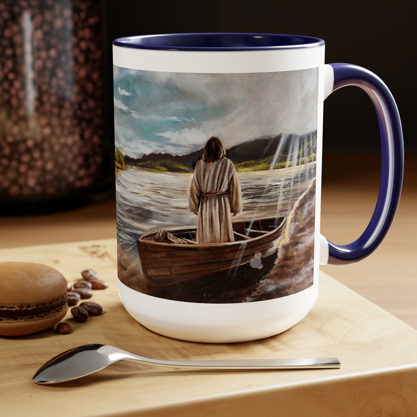 He Calms the Seas Two-Tone Coffee Mugs, 15oz