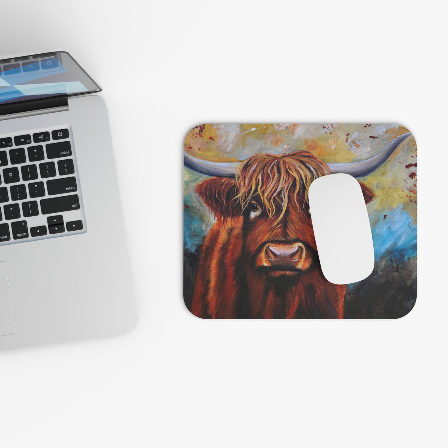 The Cattle on a Thousand Hills Mouse Pad Highland Cow Mouse Pad - Colorful Artistic Office Décor