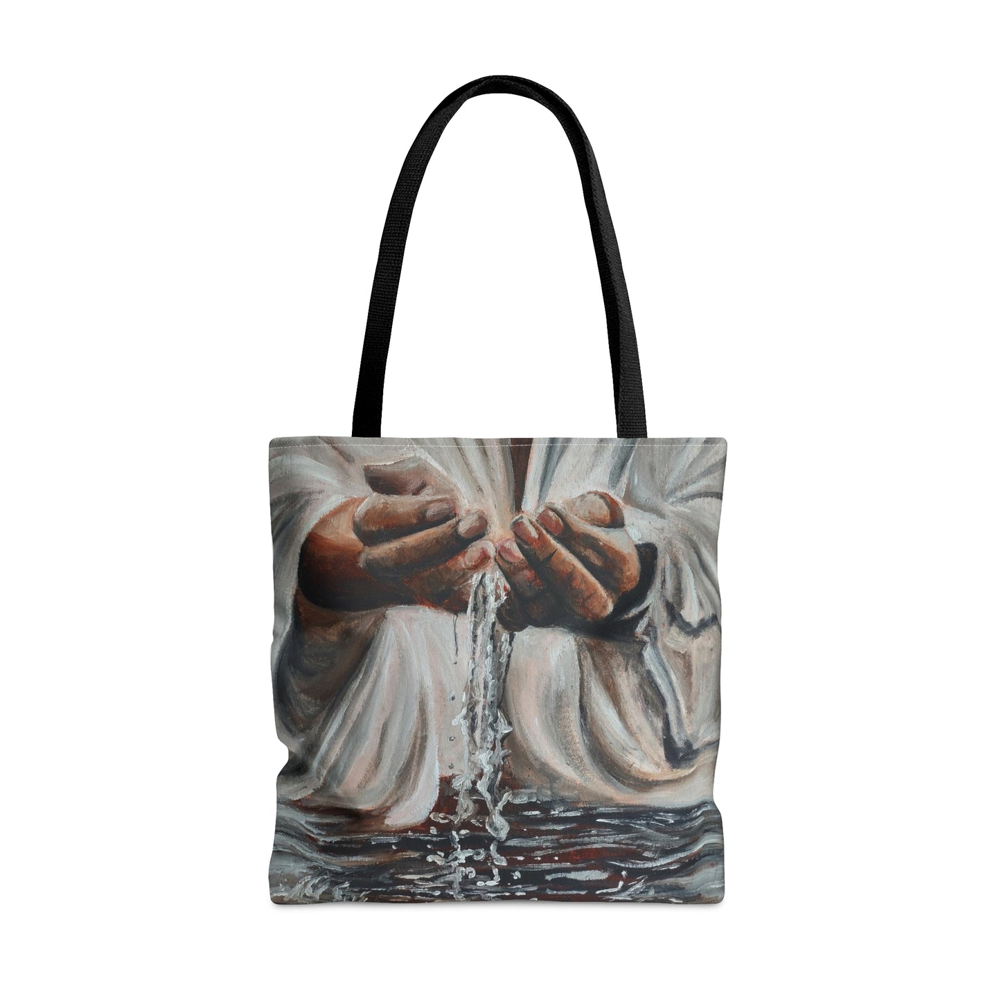 In His Hands Tote Bag (AOP)
