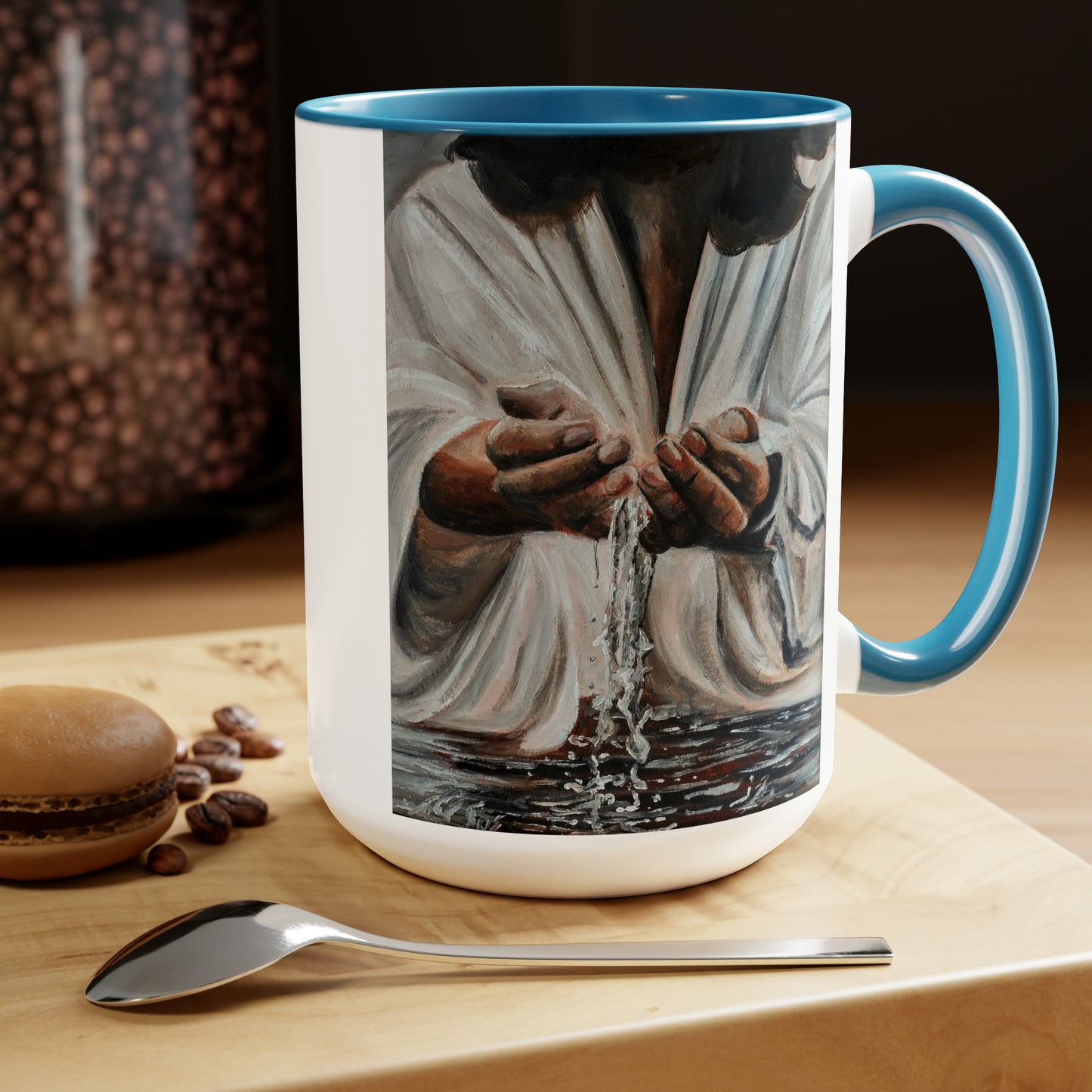 In His Hands Two-Tone Coffee Mugs, 15oz