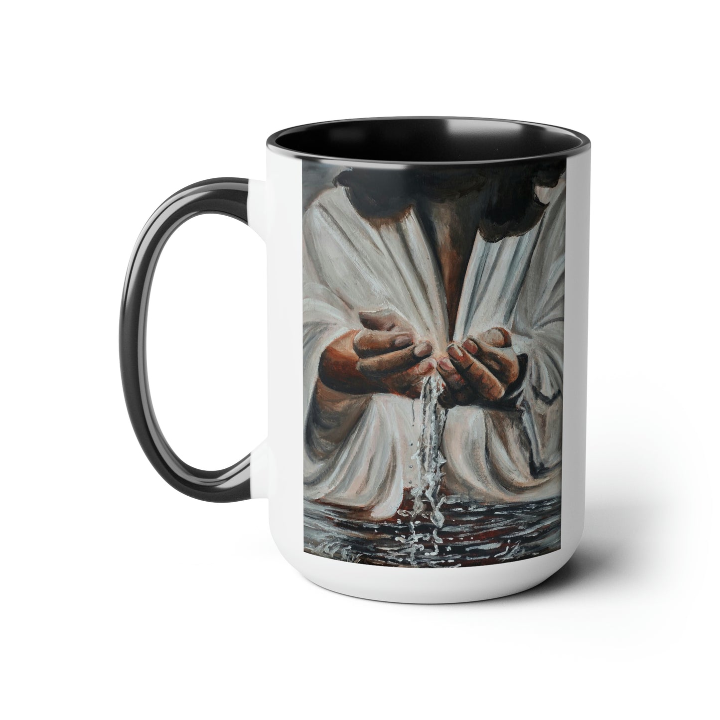 In His Hands Two-Tone Coffee Mugs, 15oz