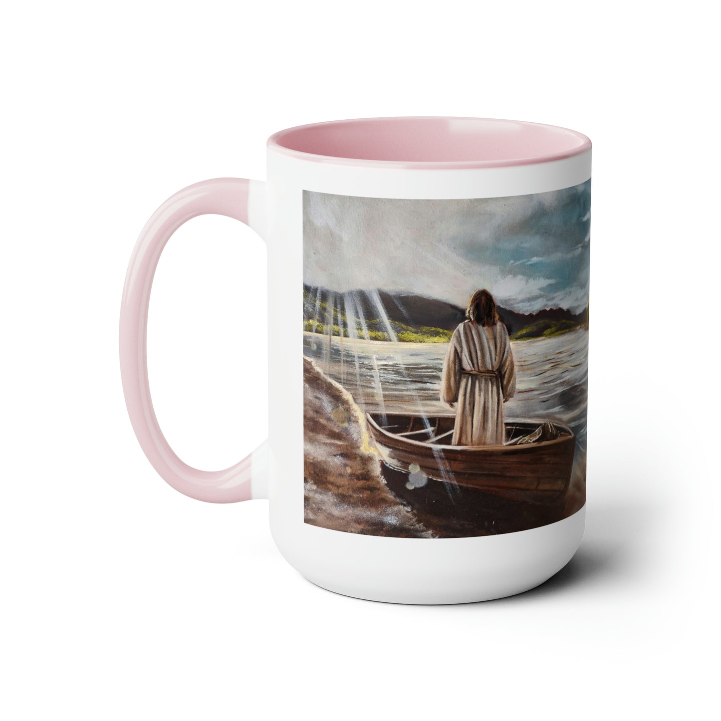 He Calms the Seas Two-Tone Coffee Mugs, 15oz