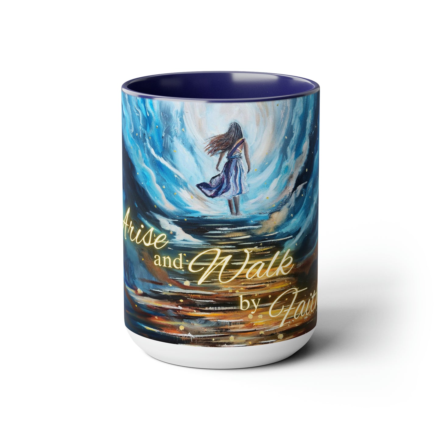Arise and Walk by Faith Two-Tone Coffee Mugs, 15oz