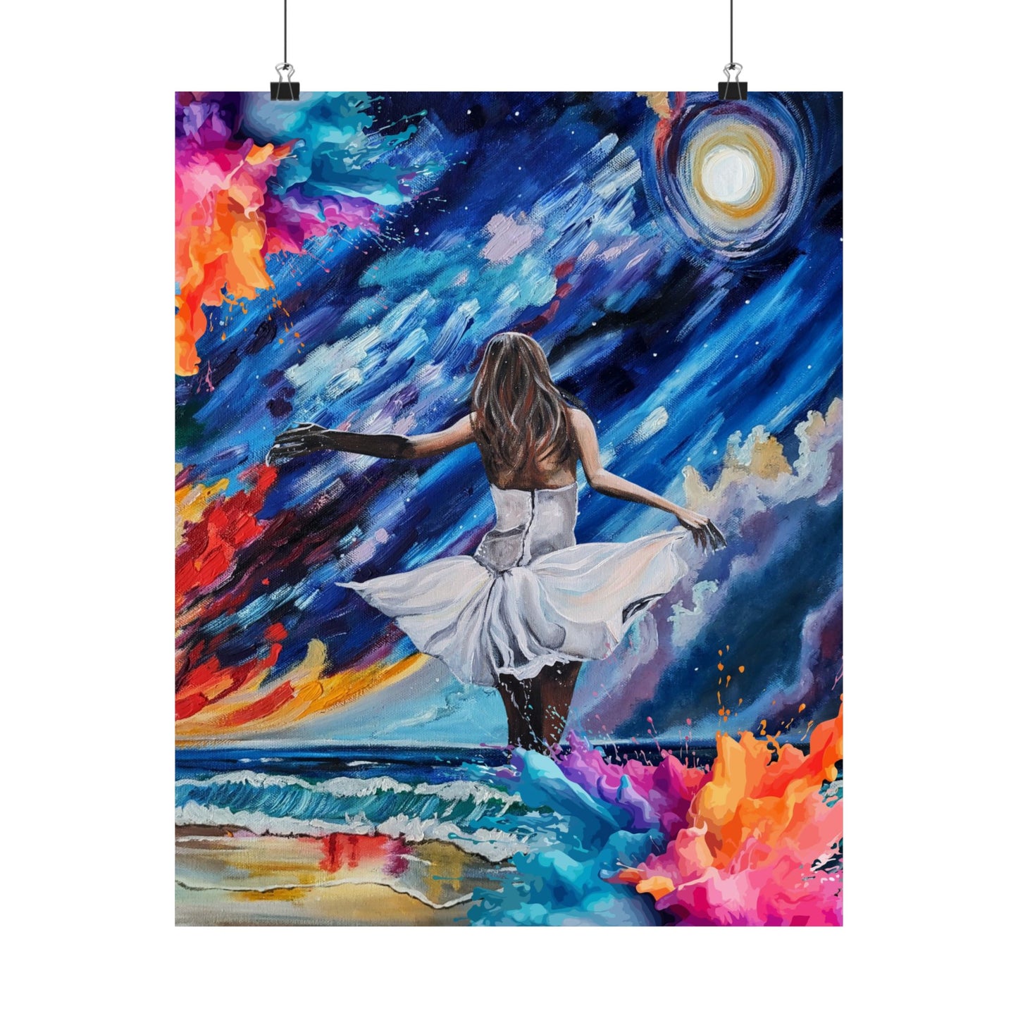 Beauty from Ashes Vibrant Satin Poster - Dreamy Night Sky Art Print