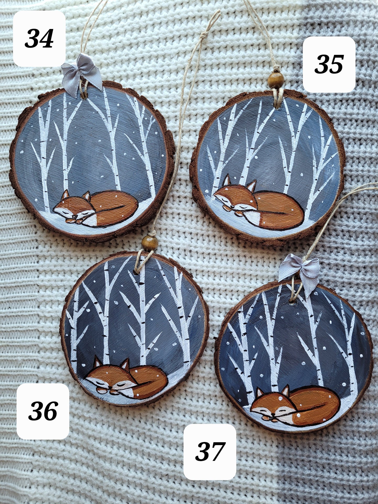Fox Winter Wood Slice Ornament October 2025 Ornaments