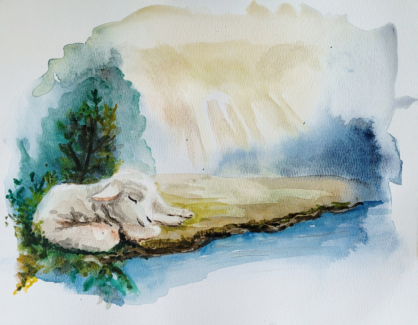 Beside Still Waters Watercolor Original