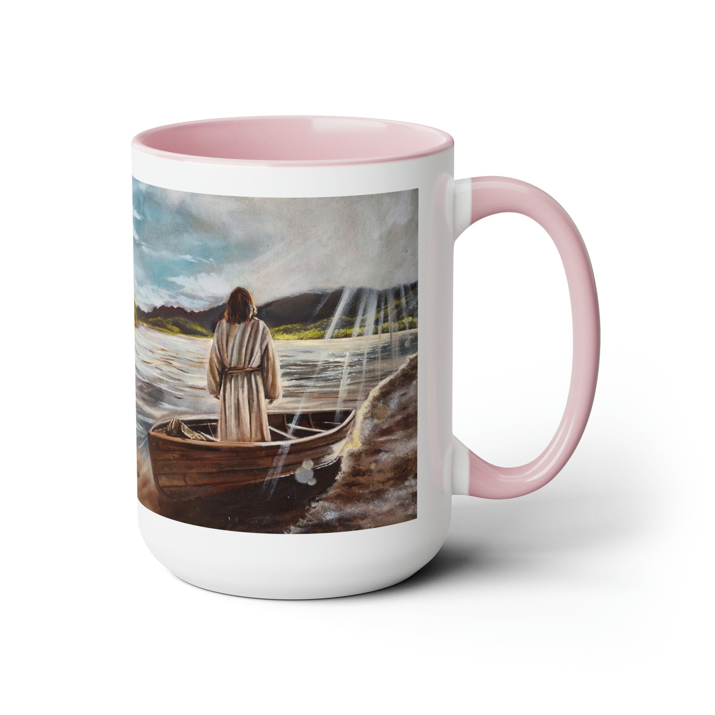 He Calms the Seas Two-Tone Coffee Mugs, 15oz