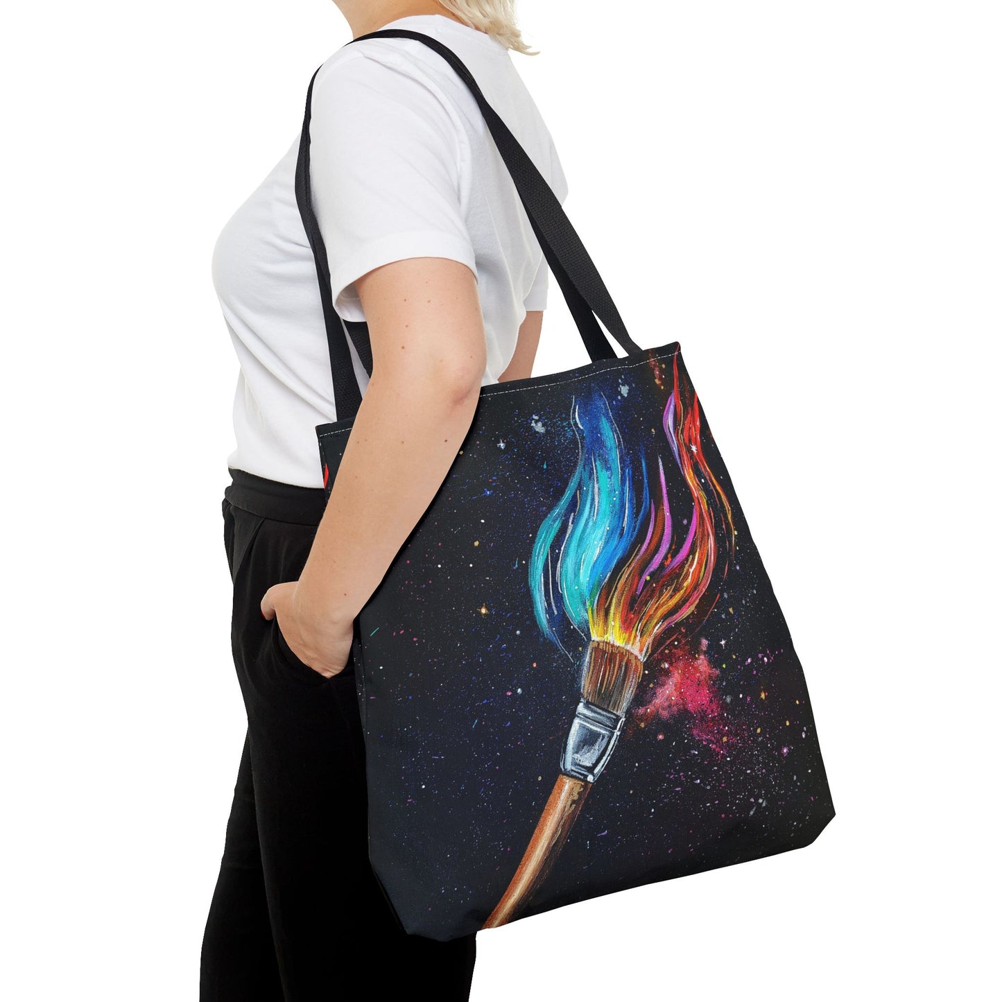 He Paints the Stars Cosmic Art Tote Bag - Unique Colorful Art Lover's Tote, Eco-Friendly Shopping Bag, Great Gift for Artists, Starry Night Design