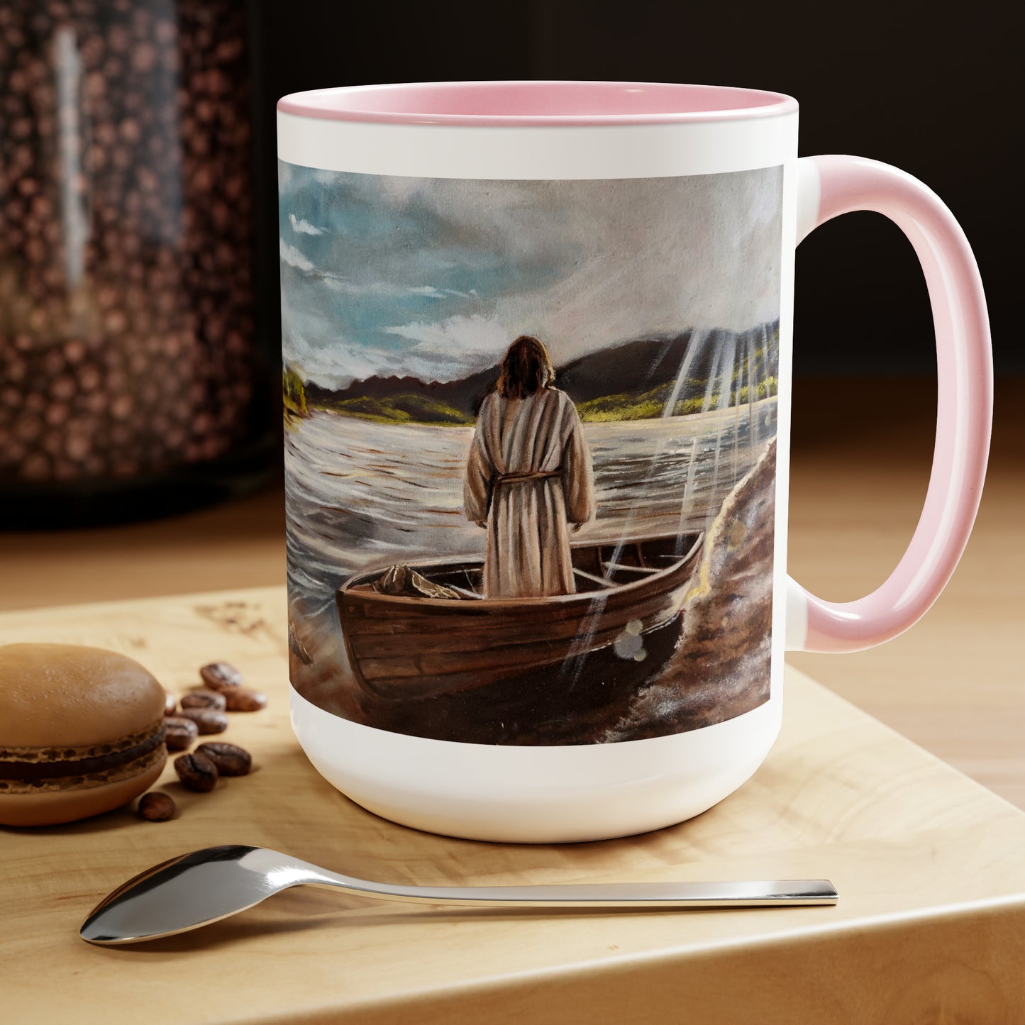 He Calms the Seas Two-Tone Coffee Mugs, 15oz