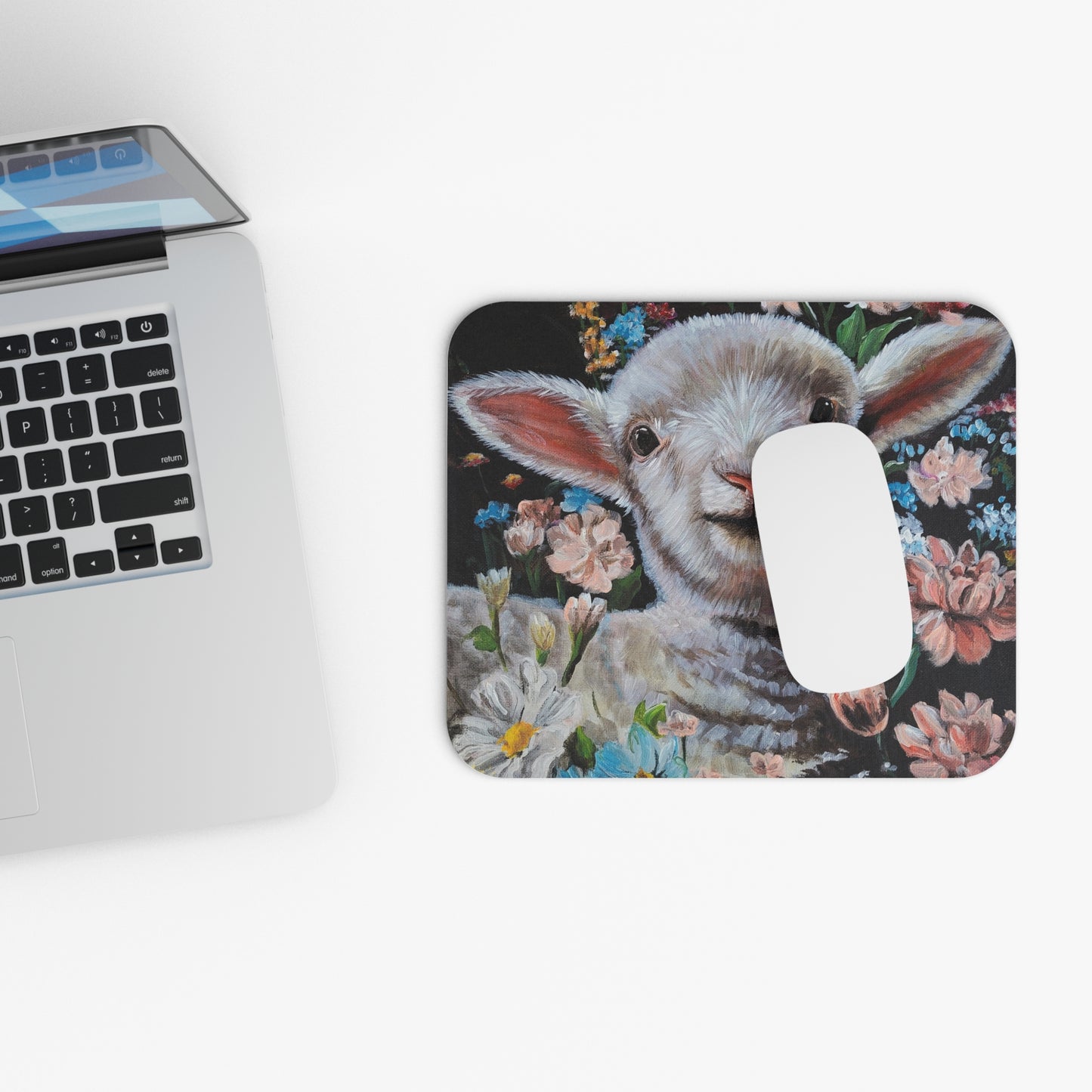 One Step at a Time Floral Mouse Pad — Charming Lamb Desk Mat