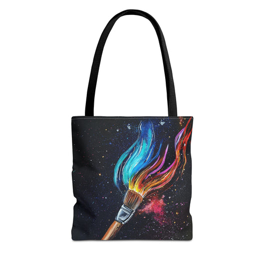 He Paints the Stars Cosmic Art Tote Bag - Unique Colorful Art Lover's Tote, Eco-Friendly Shopping Bag, Great Gift for Artists, Starry Night Design