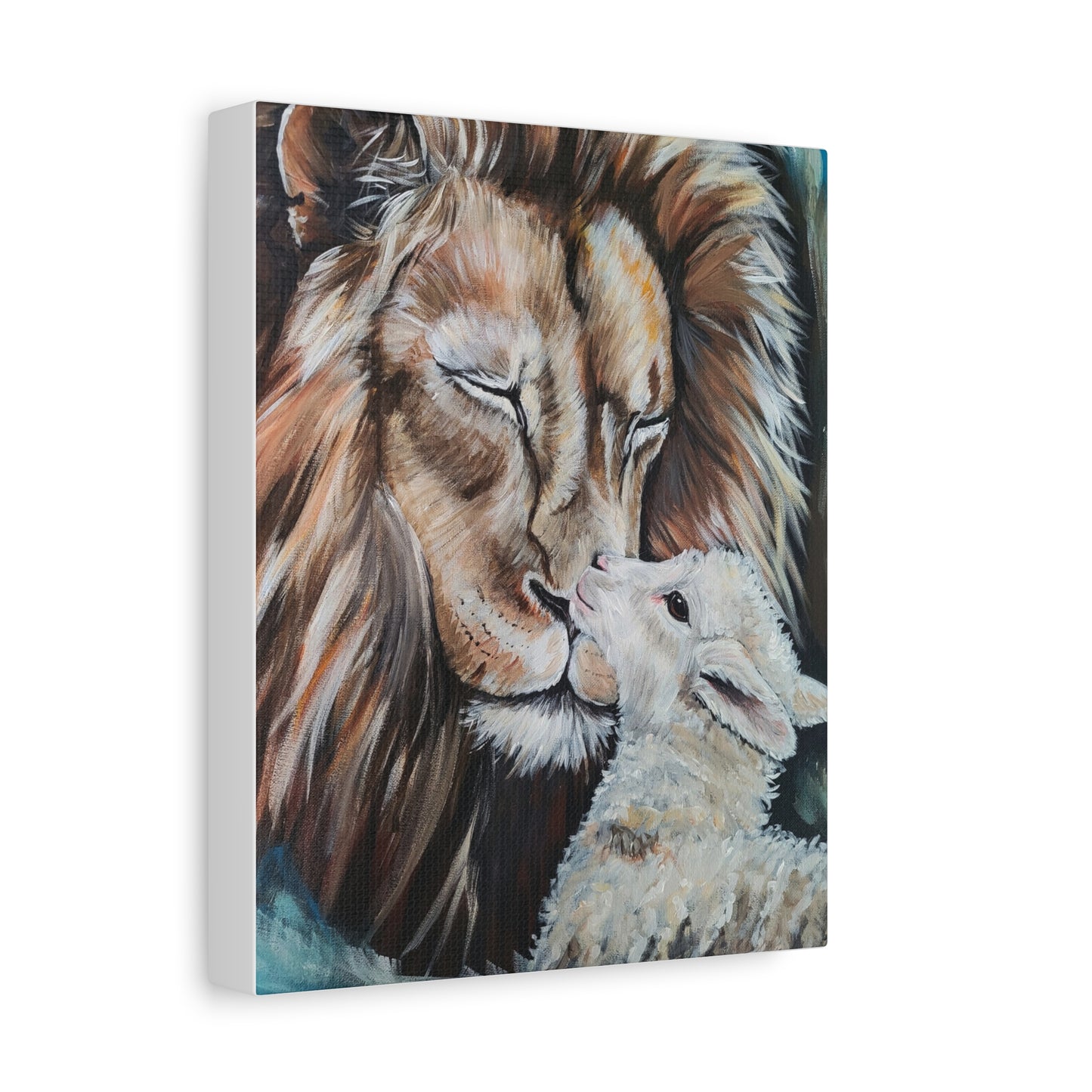 Finding Rest Lion and Lamb Canvas Art Print – Inspirational Wall Decor for Home