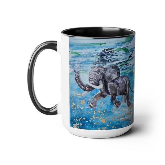 The Elephant in the Room Two-Tone Coffee Mugs, 15oz