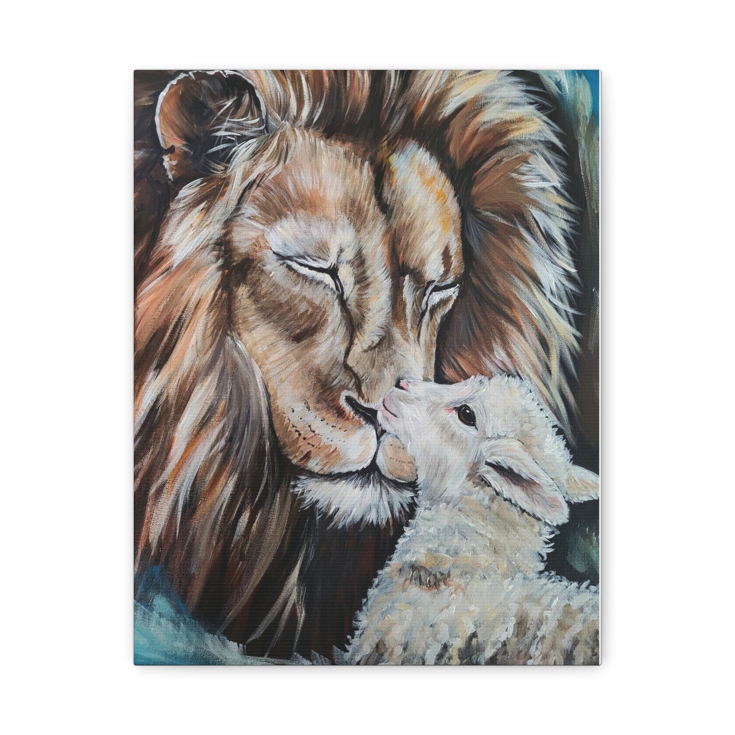 Finding Rest Lion and Lamb Canvas Art Print – Inspirational Wall Decor for Home