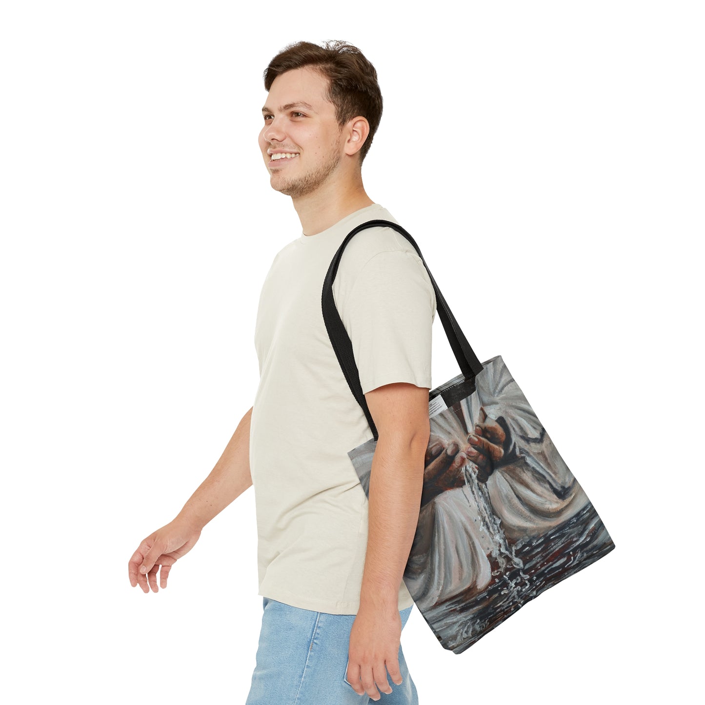 In His Hands Tote Bag (AOP)