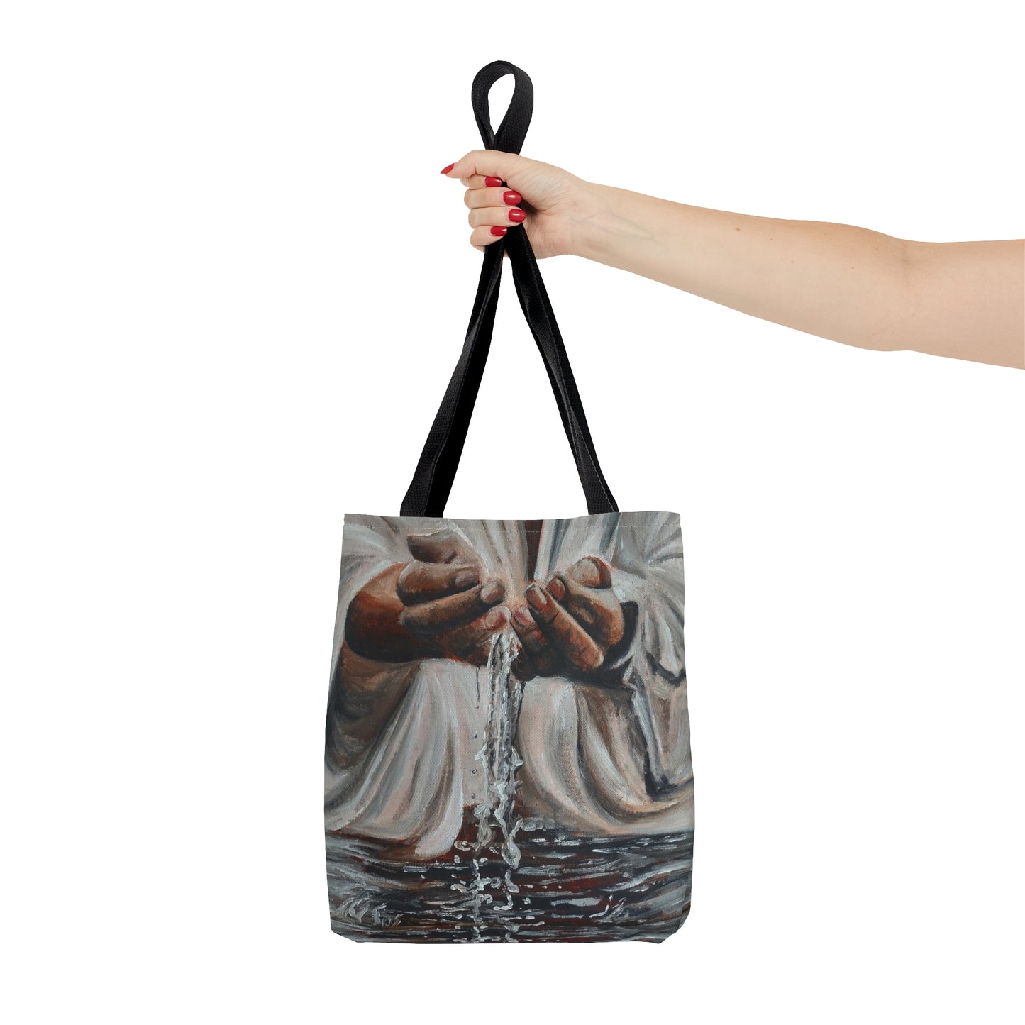 In His Hands Tote Bag (AOP)