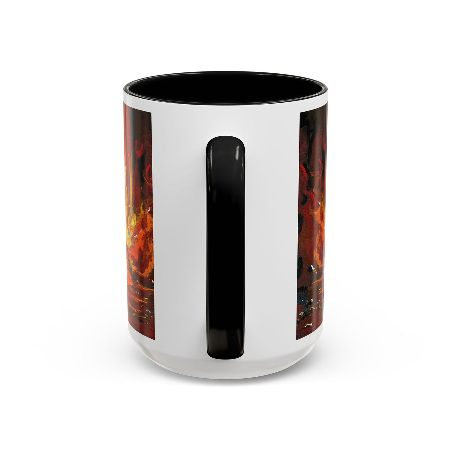 Fourth Man in the Fire Fiery Rescue Coffee Mug — Bold Firefighter Silhouette Accent Mug (11/15oz)