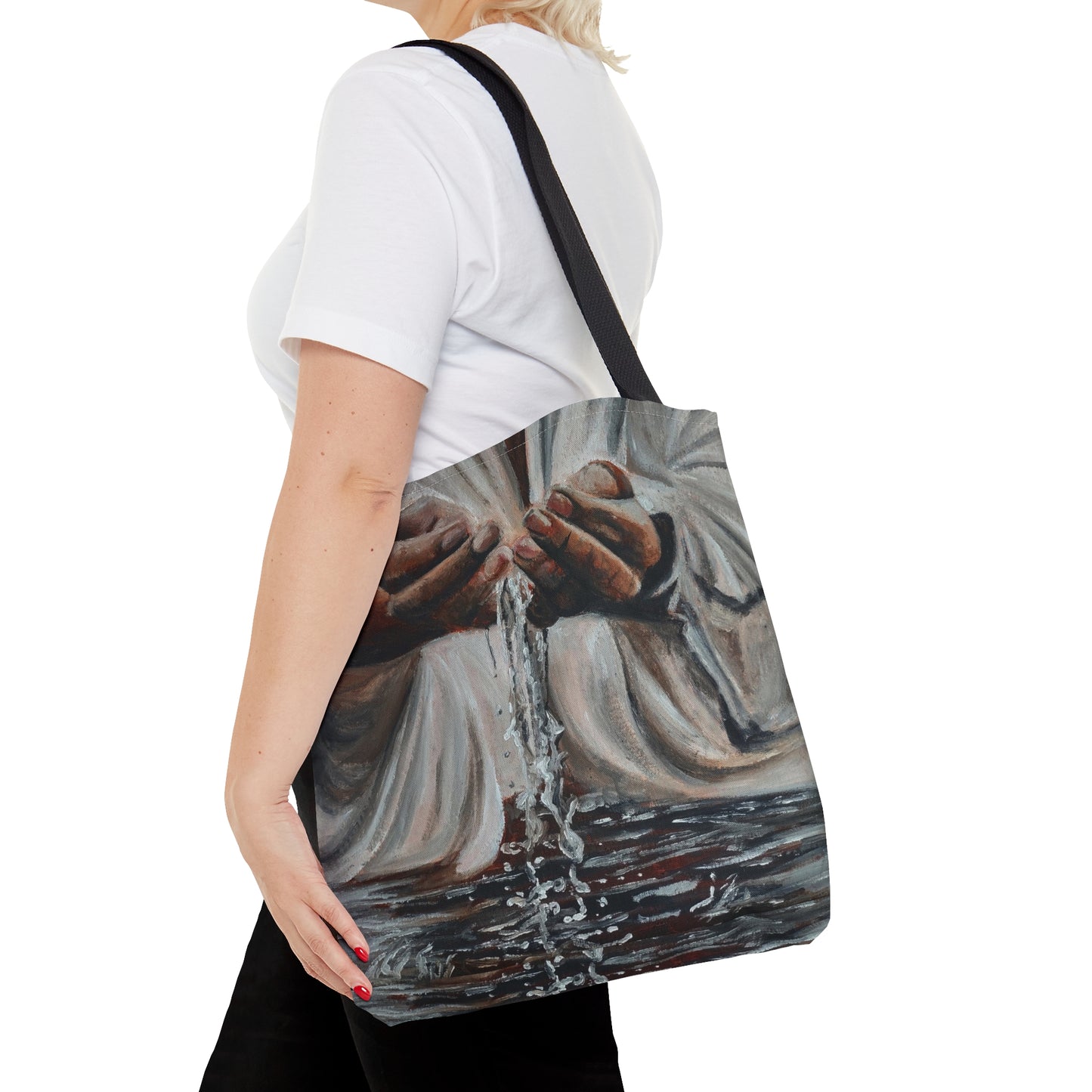 In His Hands Tote Bag (AOP)