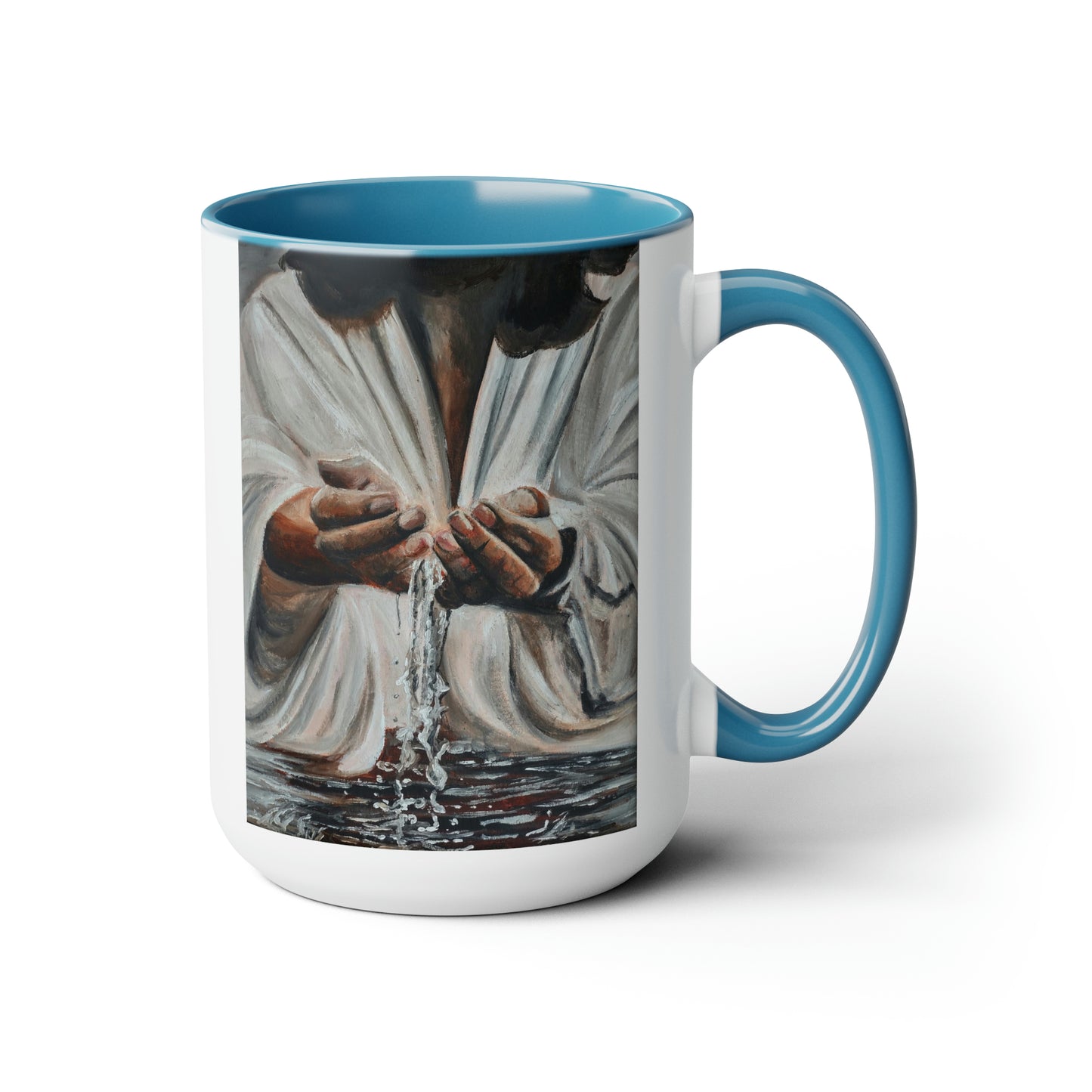 In His Hands Two-Tone Coffee Mugs, 15oz