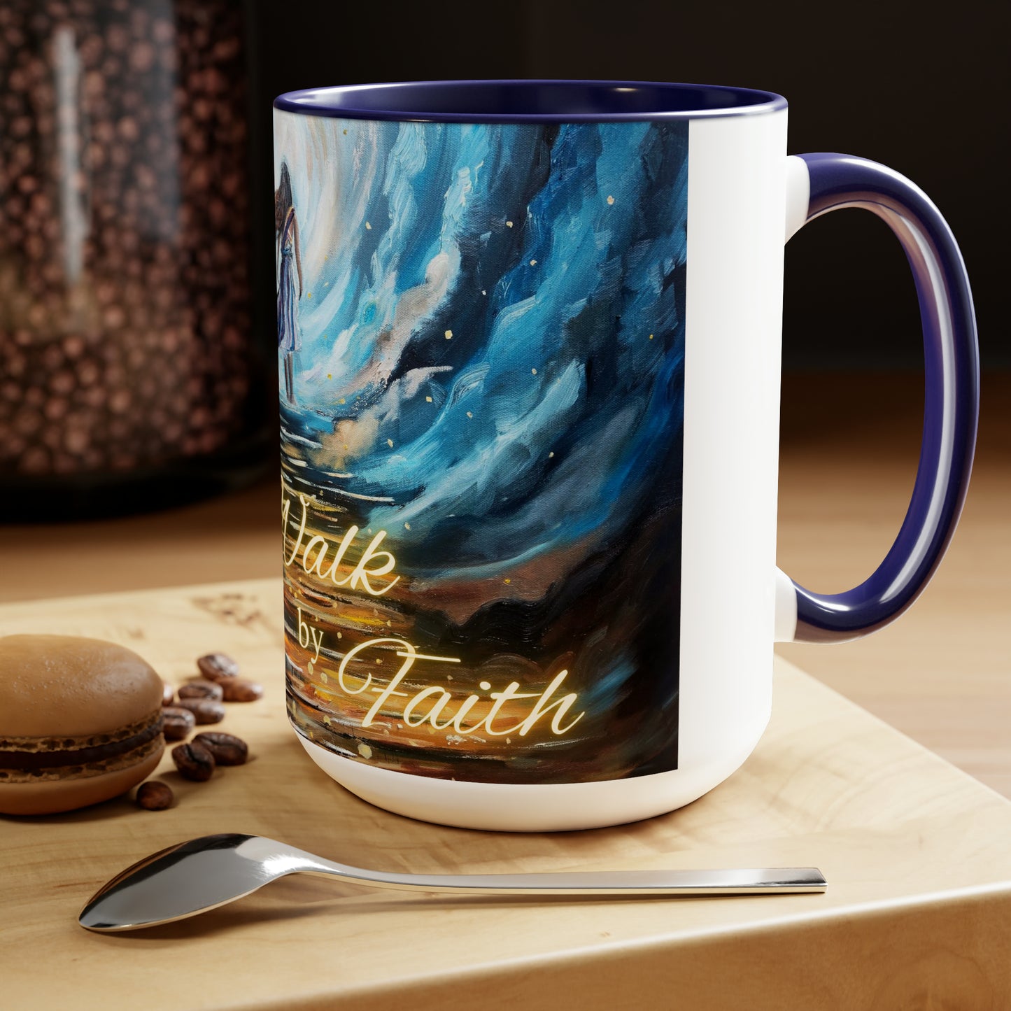 Arise and Walk by Faith Two-Tone Coffee Mugs, 15oz