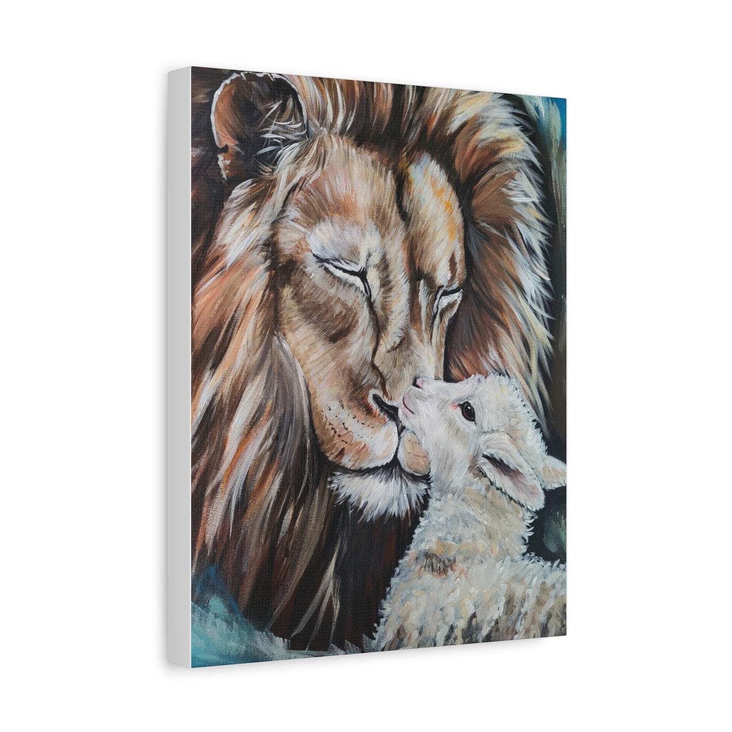 Finding Rest Lion and Lamb Canvas Art Print – Inspirational Wall Decor for Home
