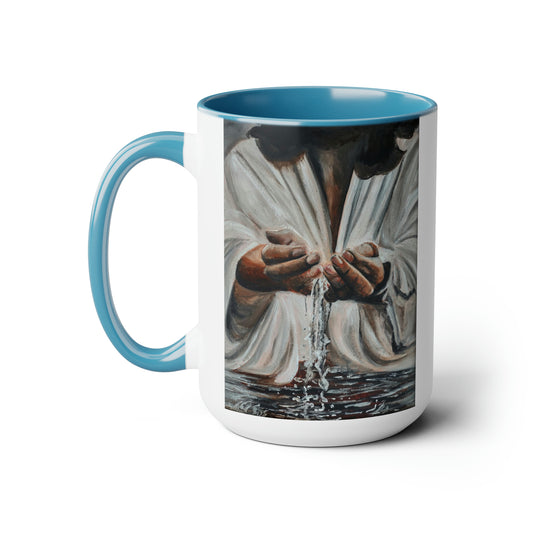 In His Hands Two-Tone Coffee Mugs, 15oz