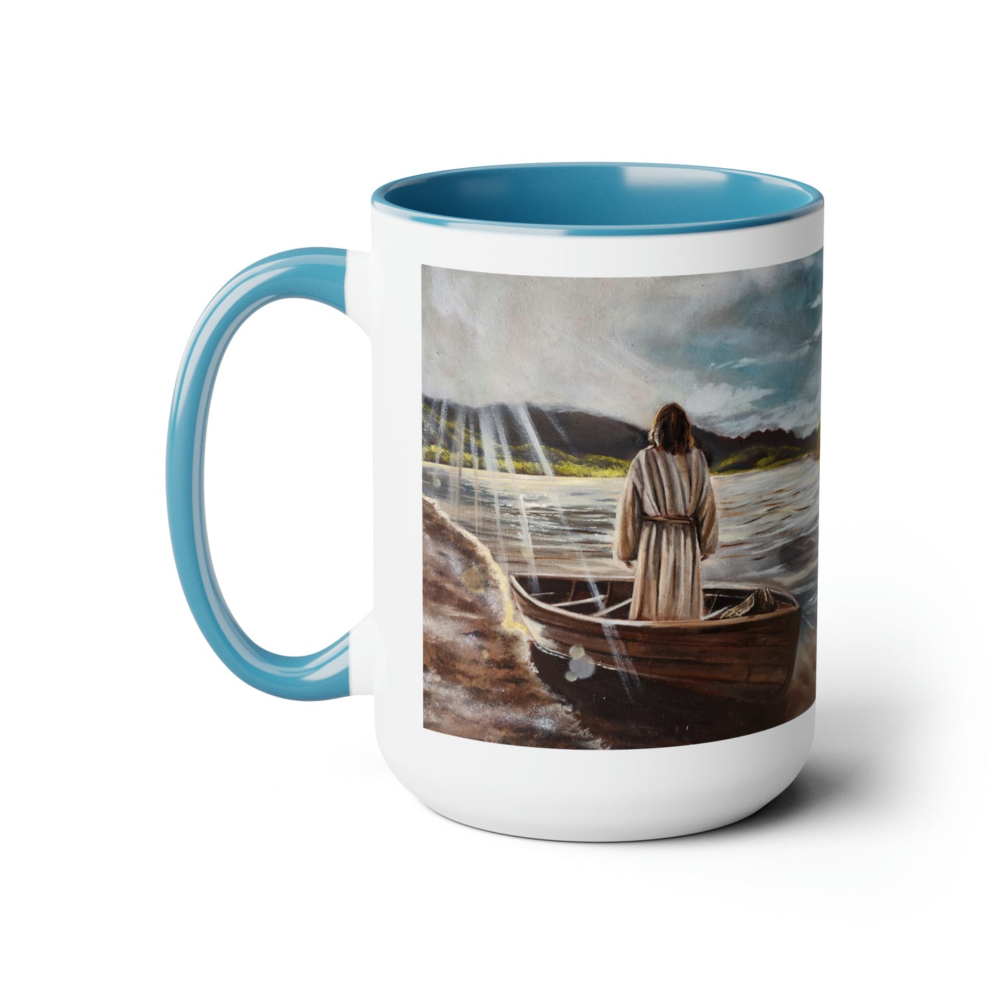 He Calms the Seas Two-Tone Coffee Mugs, 15oz