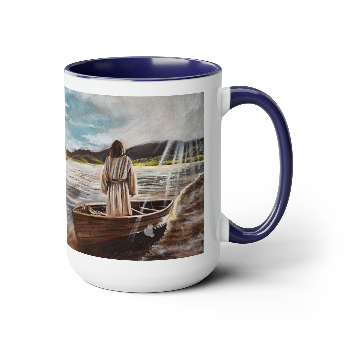 He Calms the Seas Two-Tone Coffee Mugs, 15oz