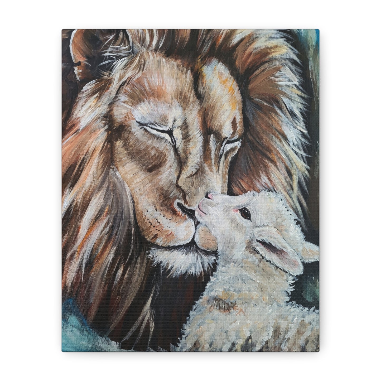 Finding Rest Lion and Lamb Canvas Art Print – Inspirational Wall Decor for Home