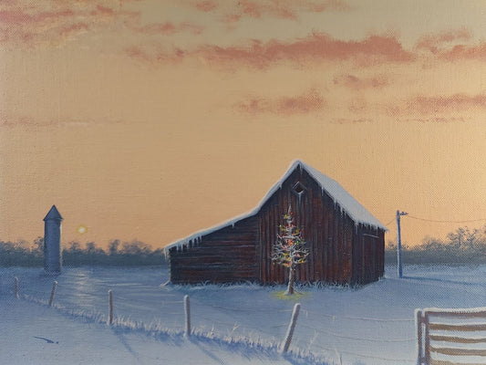 Grandpa's Barn at Christmas 9x12" Acrylic By Robert Daniels of Silverwings Studios Original