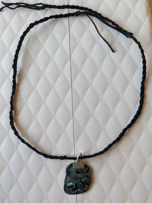 Braided Hemp and Abalone Necklace by Tari's Treasures