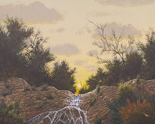 Falls at Dusk 6x9" Acrylic By Robert Daniels of Silverwings Studios Original