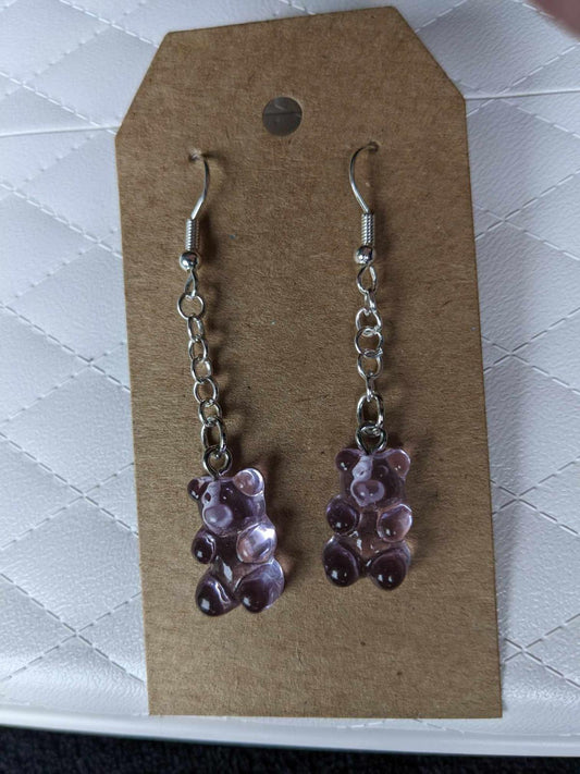 Purple Resin Gummy Bear Earrings by Tari's Treasures