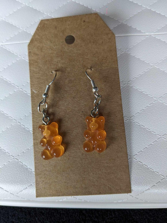 Orange Resin Gummy Bear Earrings by Tari's Treasures