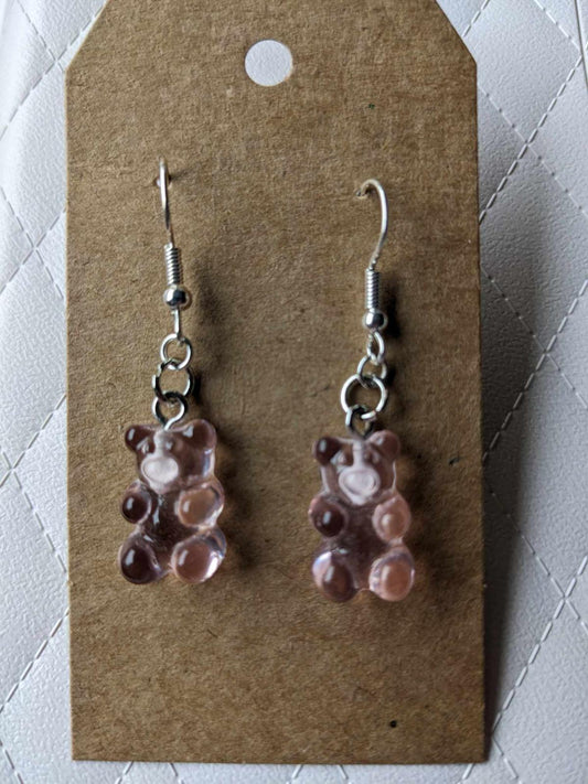 Pink Resin Gummy Bear Earrings by Tari's Treasures