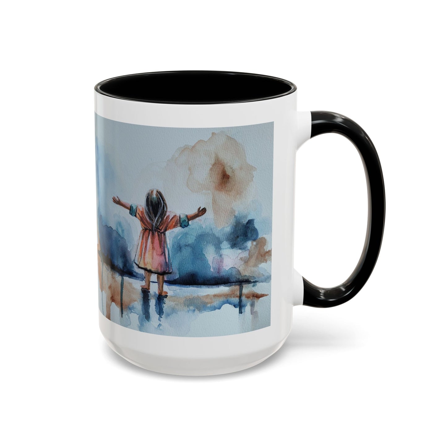 As a Child Inspirational Accent Coffee Mug - 11 & 15oz | Watercolor Design for Optimistic Mornings