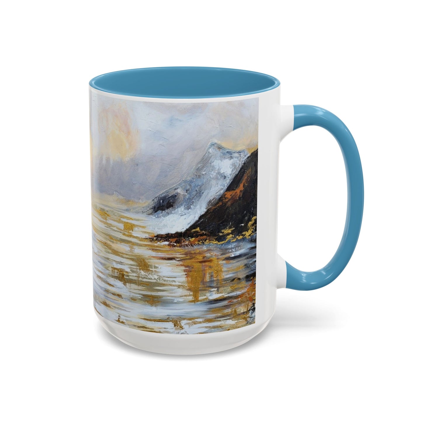 Resting Place Coastal Mist Accent Coffee Mug — Serene Ocean Landscape Art (11/15oz)