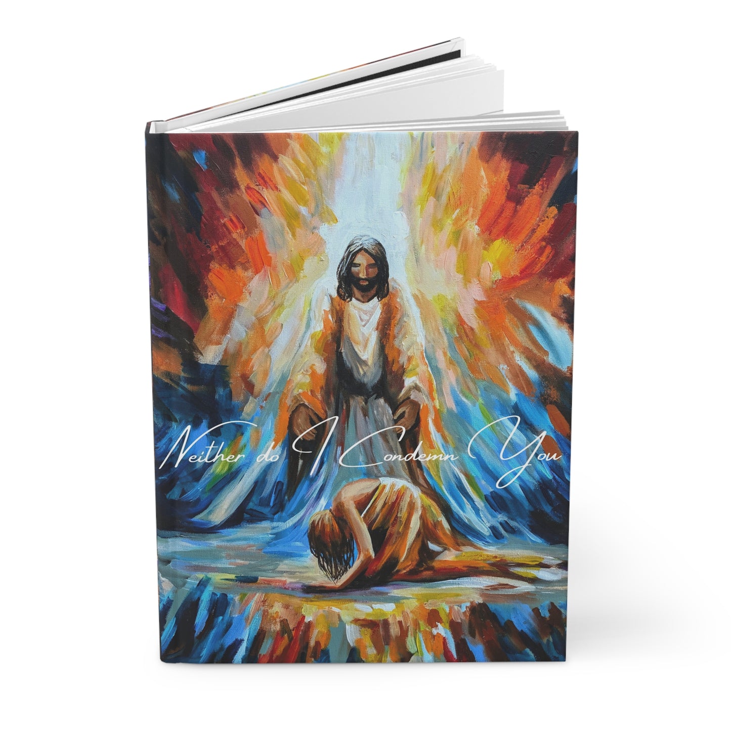 Neither do I Condemn You Text Hardcover Journal — "Neither do I condemn you" Inspirational Prayer Notebook