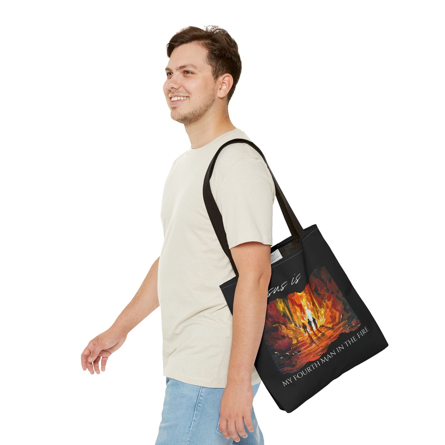 The Fourth Man Inspirational Jesus Tote Bag - 'My Fourth Man in the Fire'