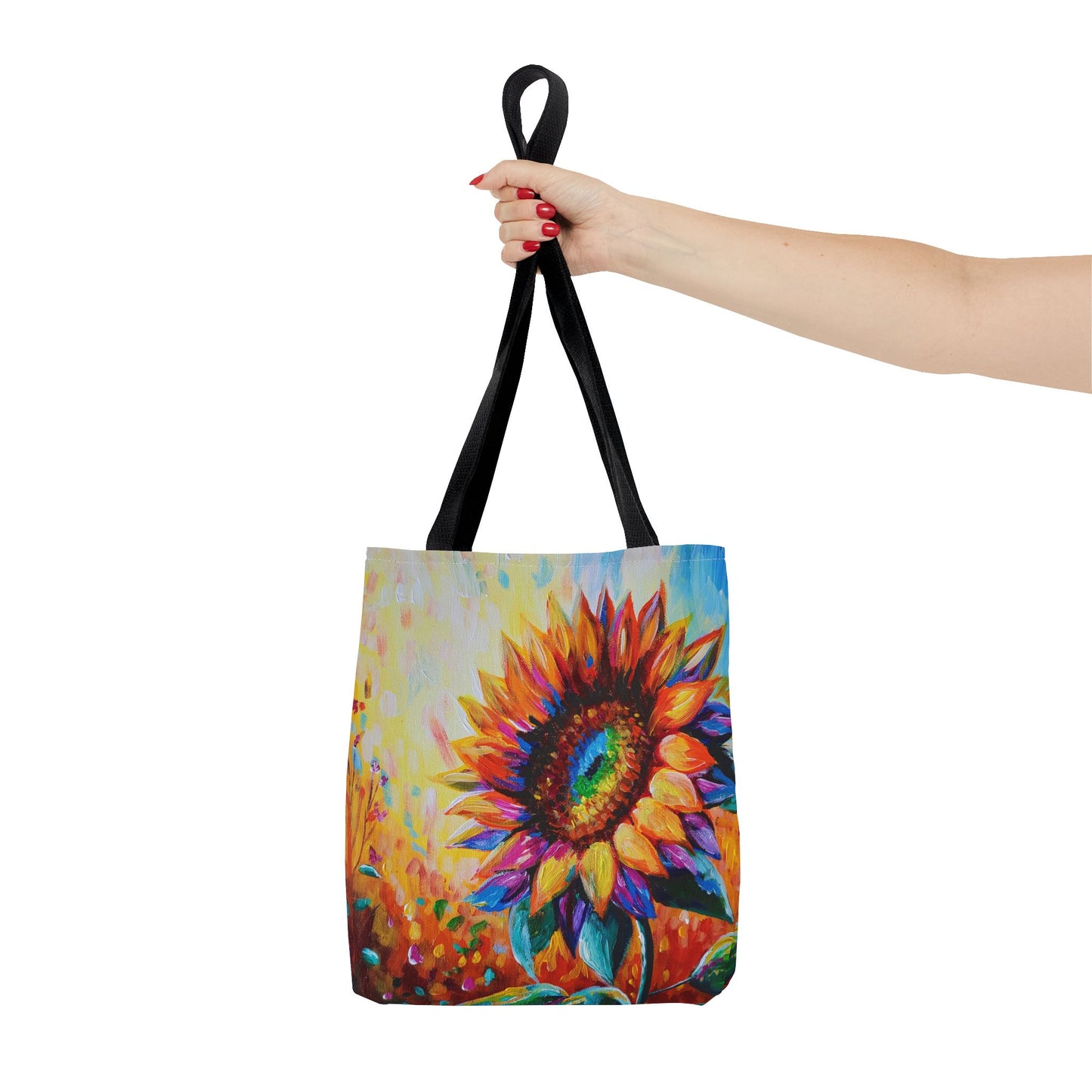 As a Sunflower Art Tote Bag — Colorful Floral Canvas Carryall