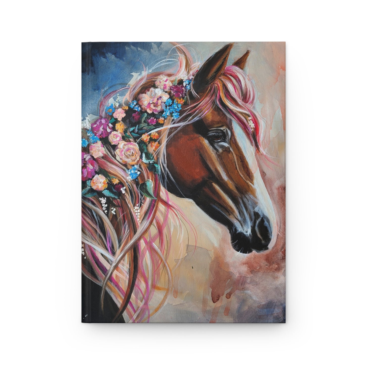 Adorned Floral Mane Horse Hardcover Journal — Artistic Equine Notebook for Riding Lovers & Gift