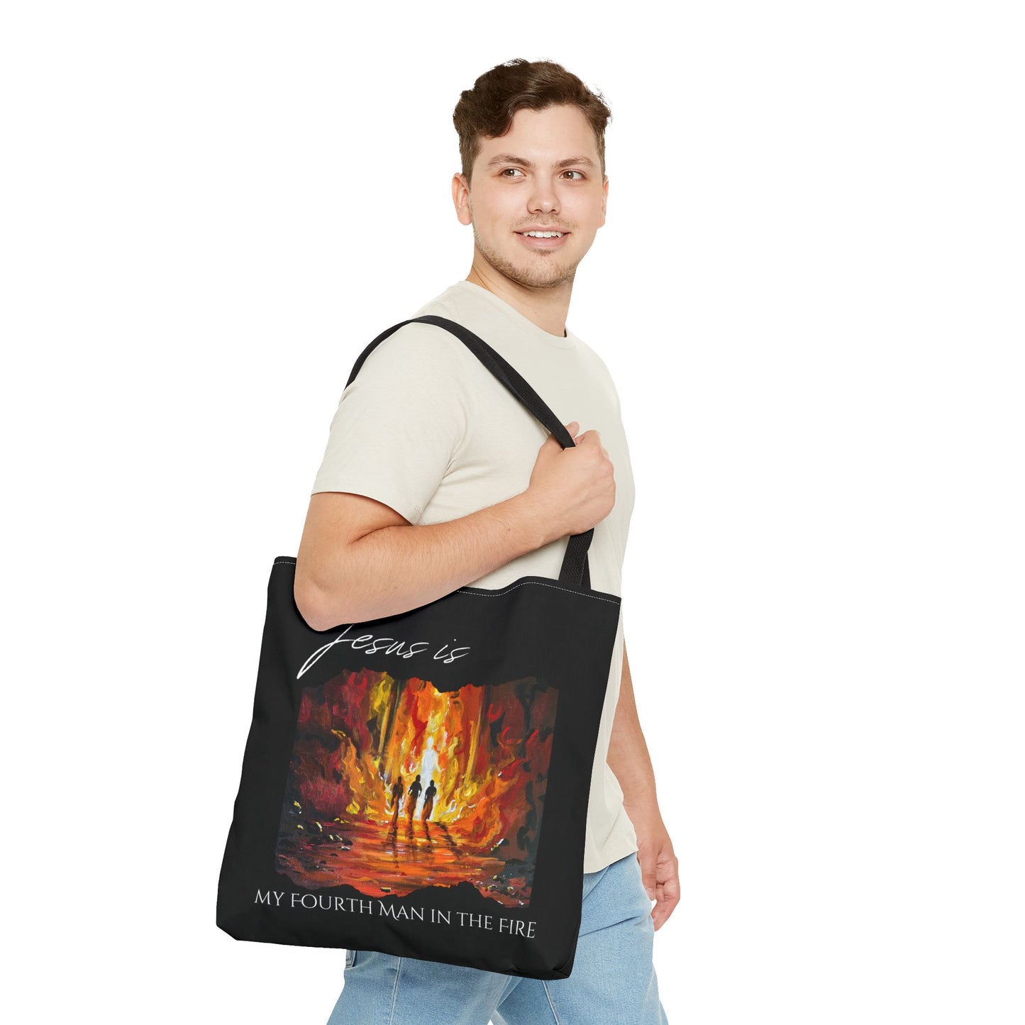 The Fourth Man Inspirational Jesus Tote Bag - 'My Fourth Man in the Fire'