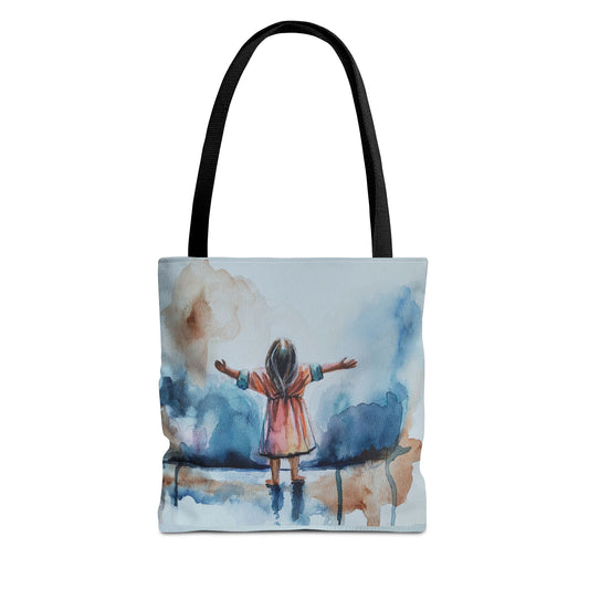 As a Child Inspirational Girl Tote Bag - Watercolor Art for Everyday Use