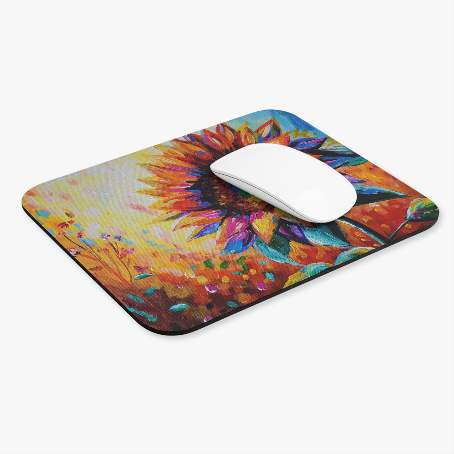 As a Sunflower Art Mouse Pad — Colorful Floral Desk Mat for Home Office