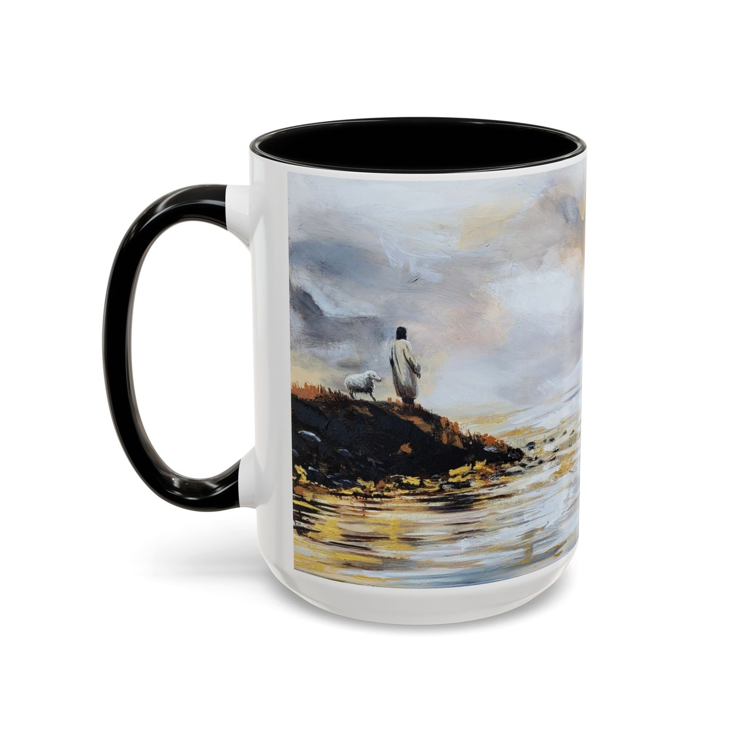 Resting Place Coastal Mist Accent Coffee Mug — Serene Ocean Landscape Art (11/15oz)